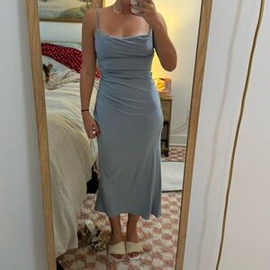 AZAZIE BERYL dress - Dusty Blue - A6 - tailored to midi, bridesmaid, cocktail